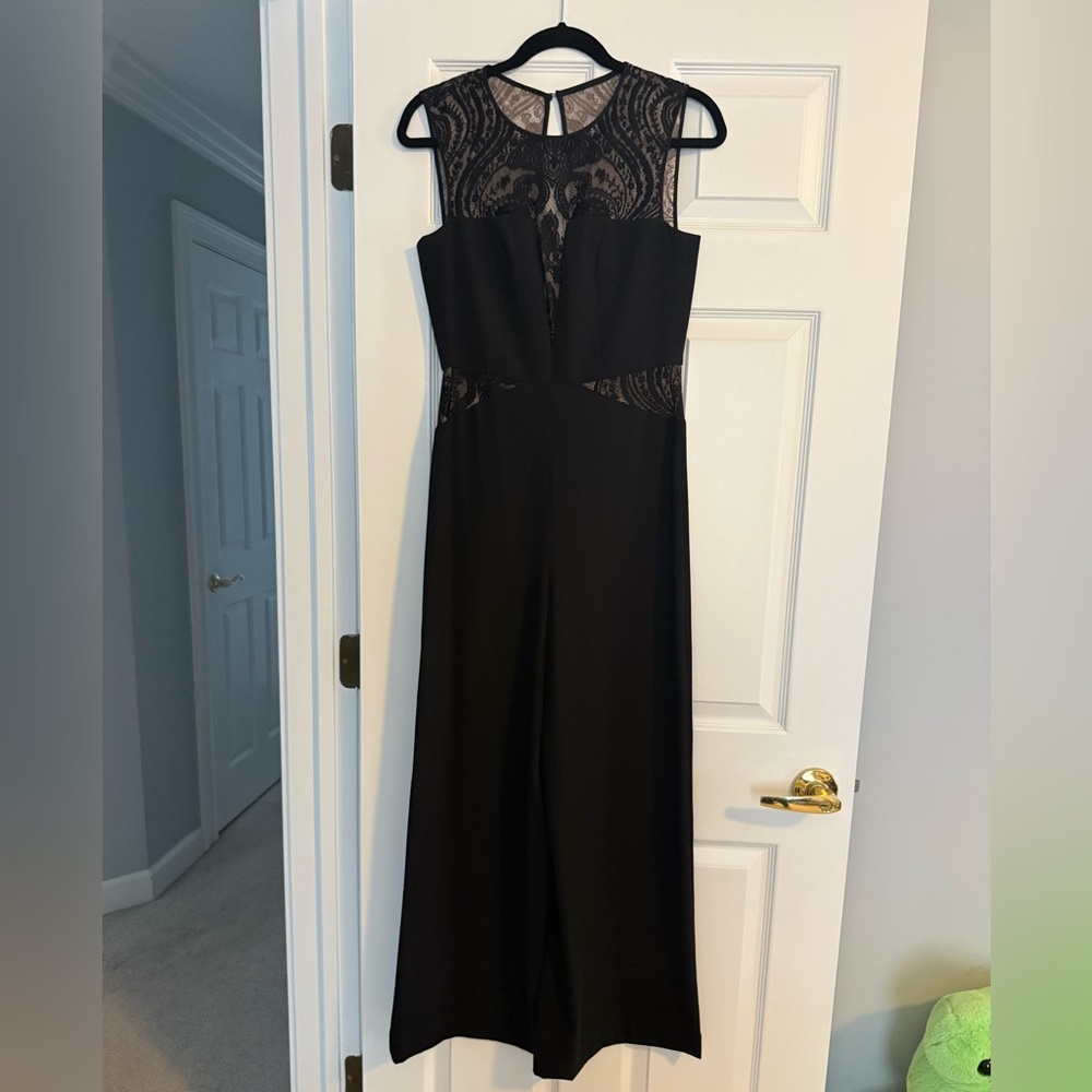 BCBG. Elegant Black Lace Jumpsuit. Size 4